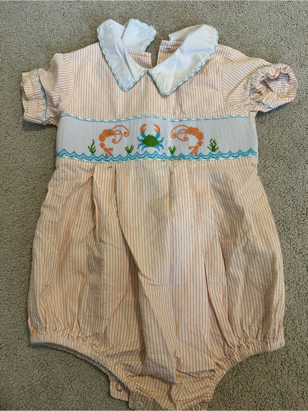 Shrimp & Grits Kids Peach-Striped Cotton Pajama Set - 2T